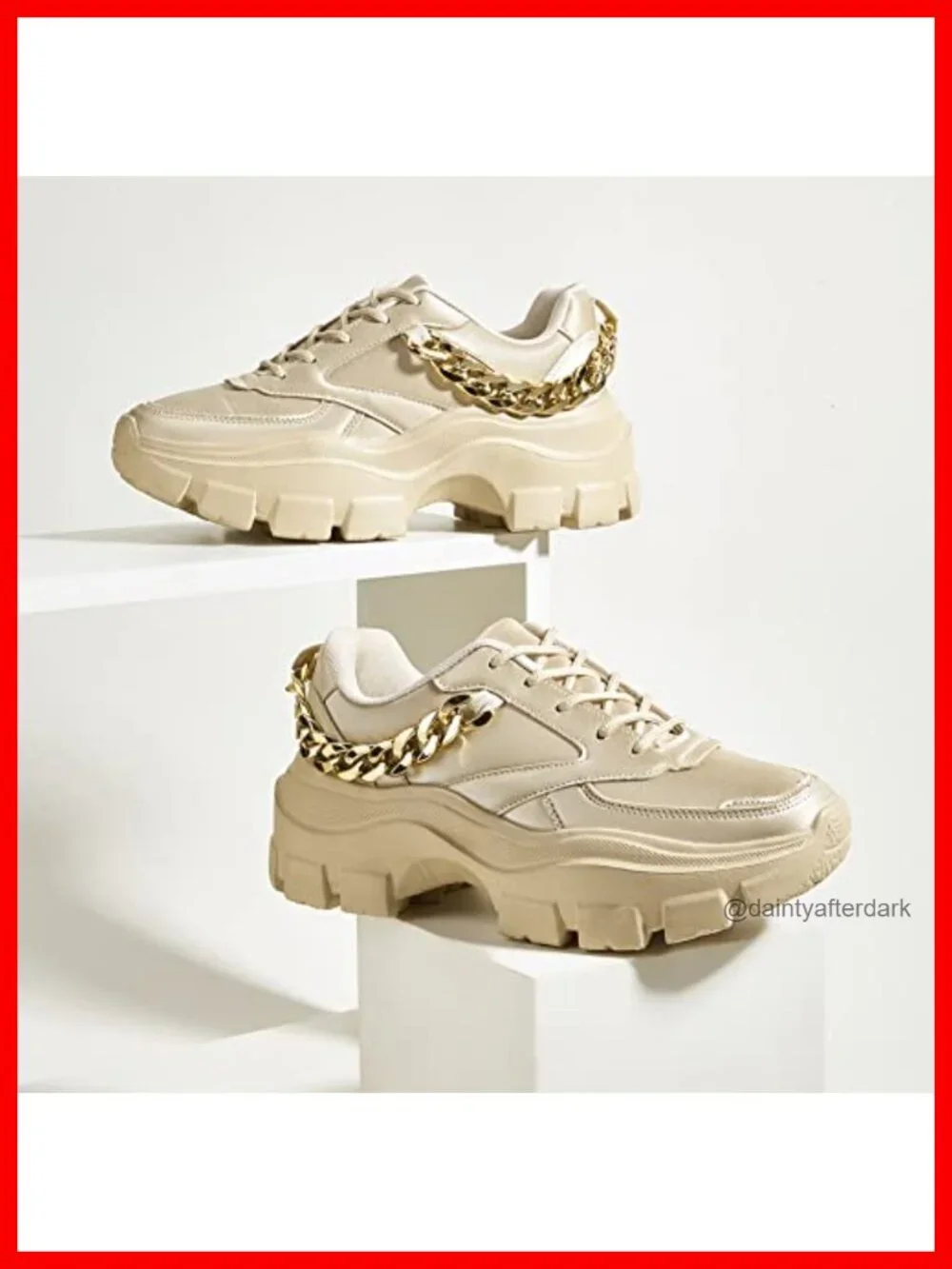 Chunky Platform Dad Sneakers Lace-Up Walking Shoes Lightweight PU